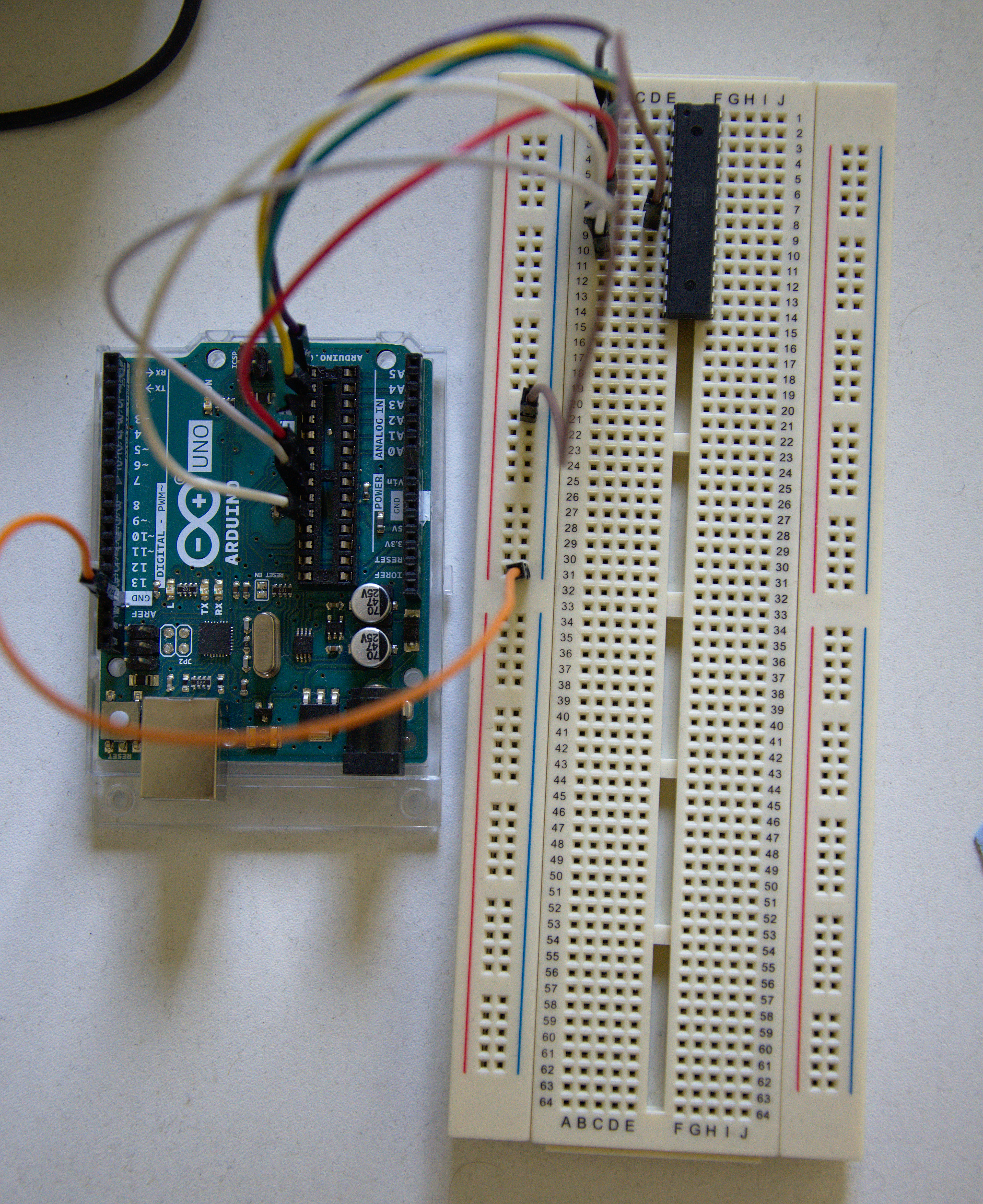 ATMega CPU connected to the board